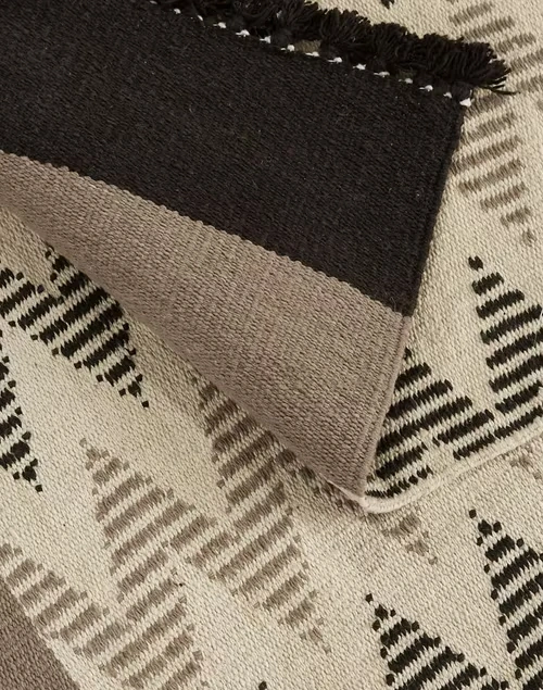 Brown Beige Woven Cotton Dhurrie