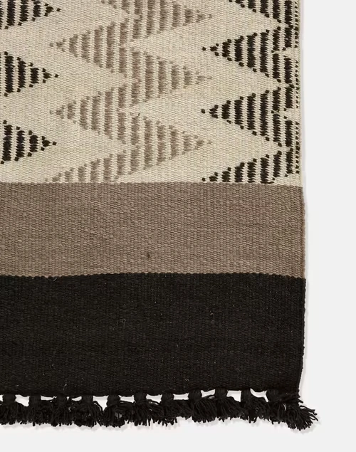 Brown Beige Woven Cotton Dhurrie