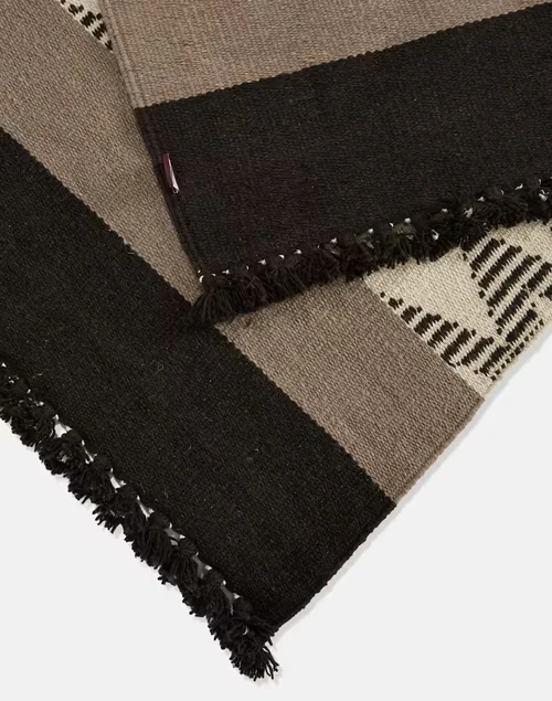 Brown Beige Woven Cotton Dhurrie