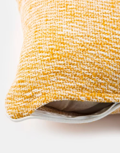 Yellow Cotton Woven Cushion Cover