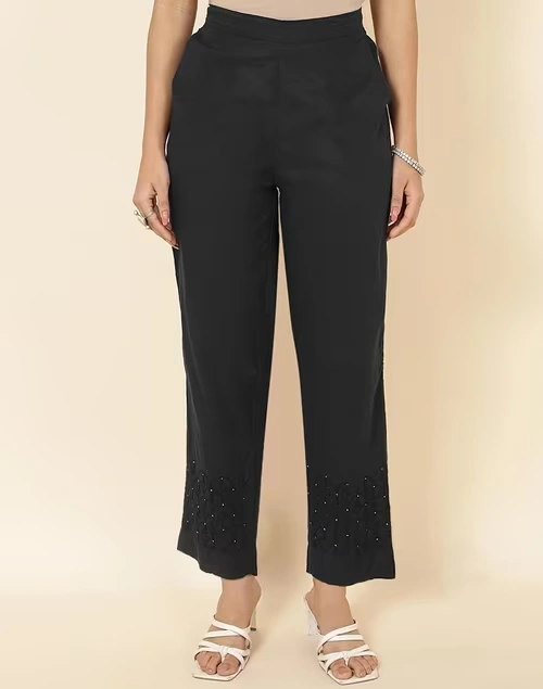 Black Cotton Pant Casual