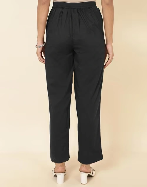 Black Cotton Pant Casual