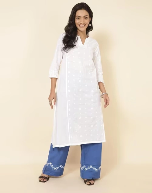 Navy Cotton Regular Fit Palazzo