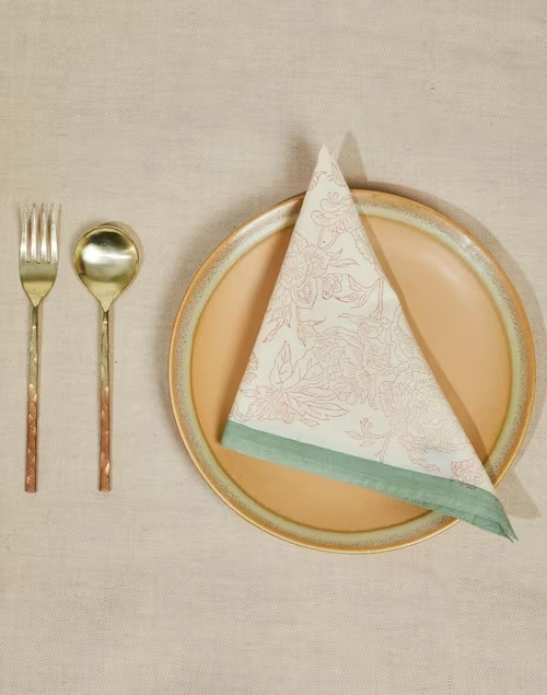 Gulab Khas Cotton Printed Napkin Set Of 6