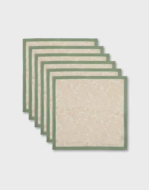 Gulab Khas Cotton Printed Napkin Set Of 6