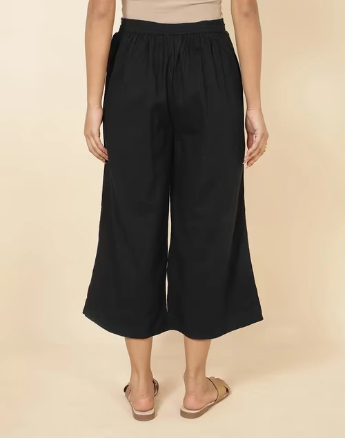 Black Cotton Chikankari Culottes
