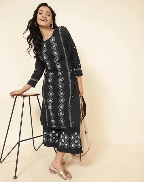 Black Cotton Chikankari Culottes 3 Black Cotton Chikankari Culottes
