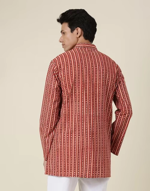 Chinese Collar Cotton Cambric Printed Kurta