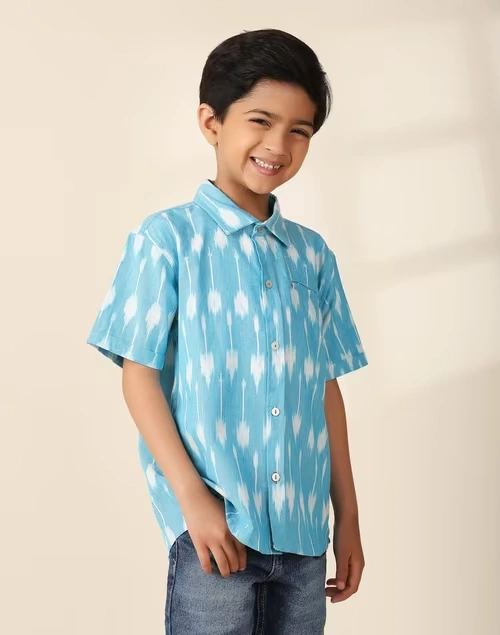 Blue Cotton Woven Shirt