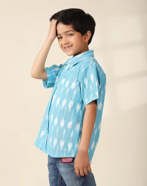 Blue Cotton Woven Shirt