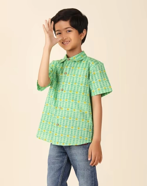 Green Cotton Printed Shirt 3 Green Cotton Printed Shirt