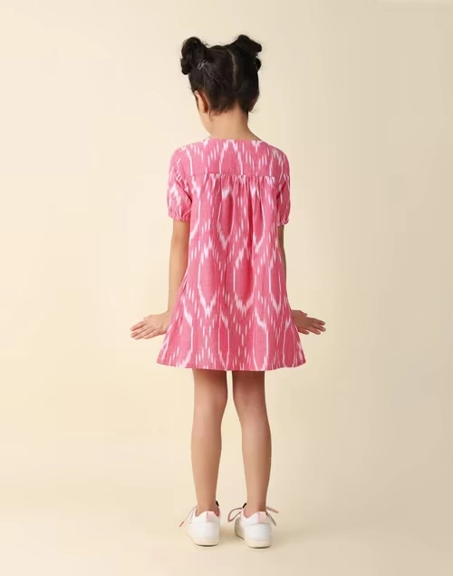 Pink Cotton Woven Dress