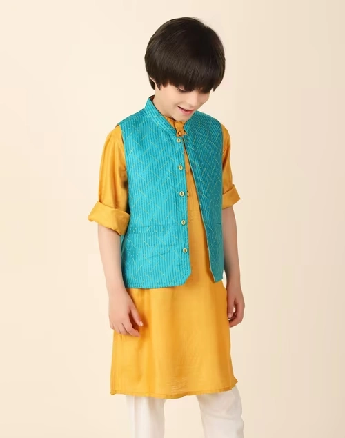 Teal Viscose Silk Printed Jacket 3 Teal Viscose Silk Printed Jacket