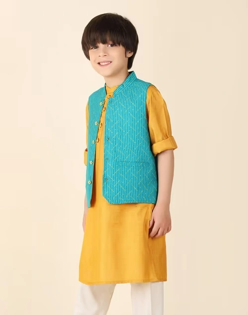 Teal Viscose Silk Printed Jacket 4 Teal Viscose Silk Printed Jacket