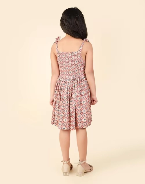 Brown Cotton Printed Dress