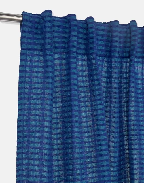 Blue Deepali Cotton Woven Curtain | 1pc