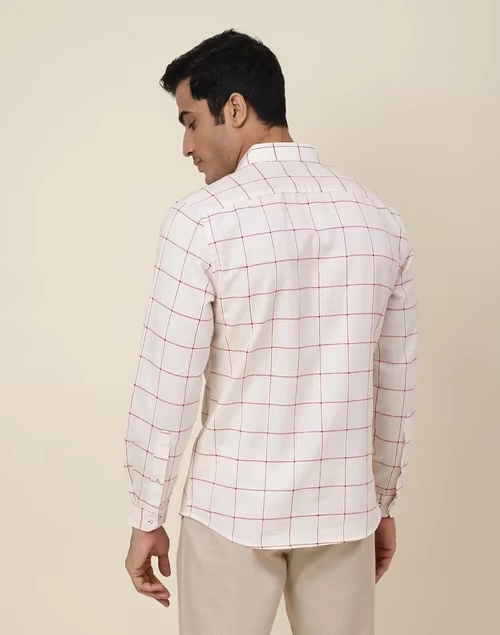 White Cotton Checks Slim Fit Shirt 3 White Cotton Checks Slim Fit Shirt