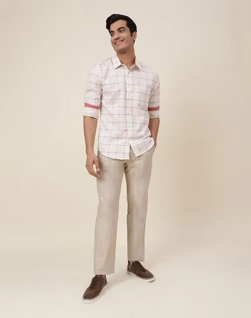 White Cotton Checks Slim Fit Shirt 4 White Cotton Checks Slim Fit Shirt