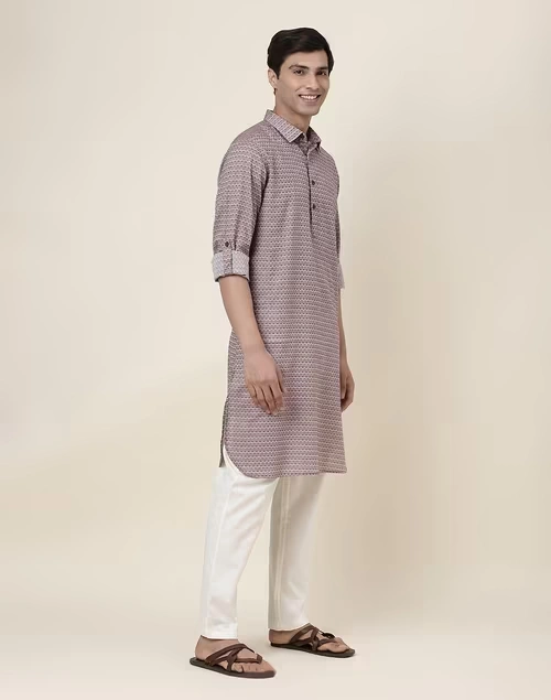 Brown Cotton Dobby Pathani 3 Brown Cotton Dobby Pathani
