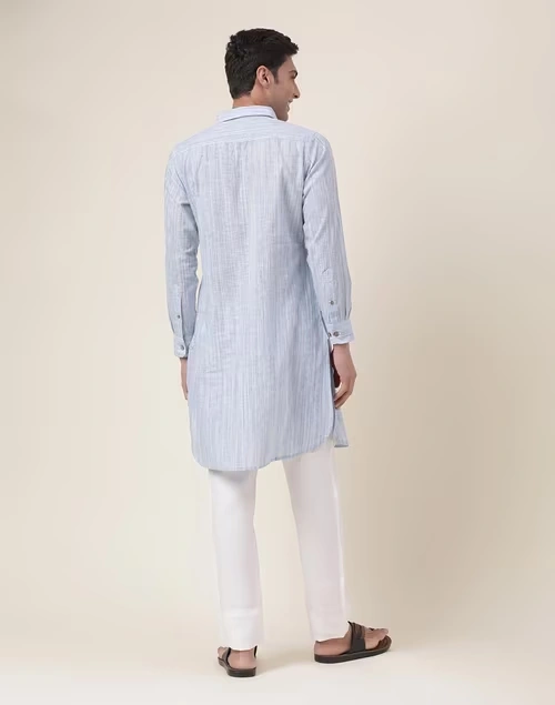 Blue Cotton Woven Pathani