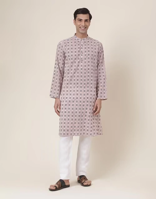 Black Cotton Printed Long Kurta