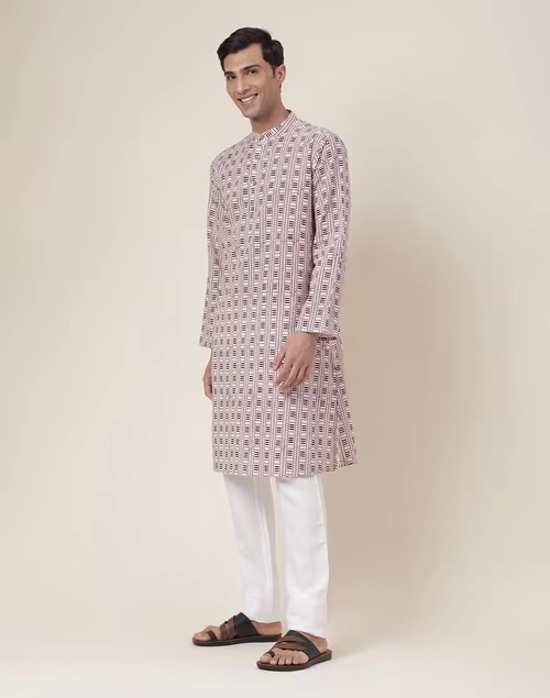 Black Cotton Printed Long Kurta