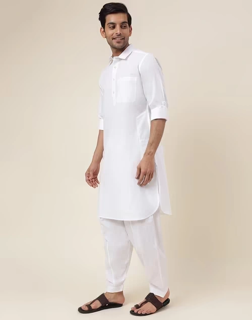 White Cotton Woven 2Pc Set 3 White Cotton Woven 2Pc Set