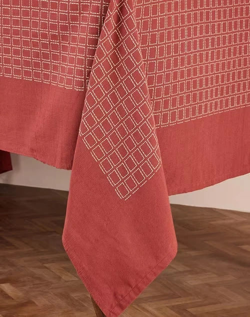 Rust Drithi Woven Cotton Table Cover 4 Rust Drithi Woven Cotton Table Cover