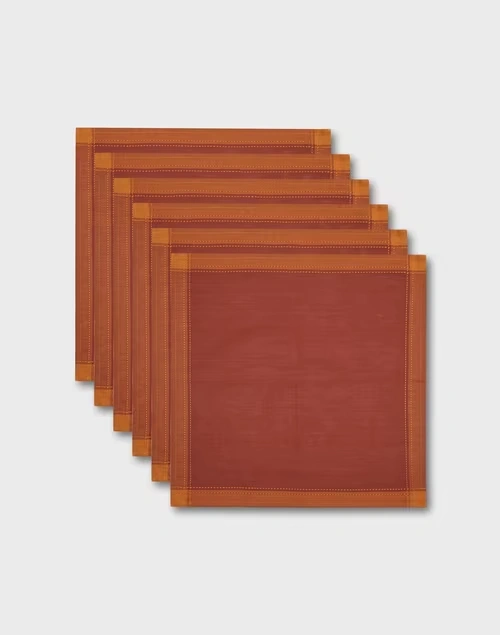 Red Orange Tanka Cotton Woven Napkin Set Of 6