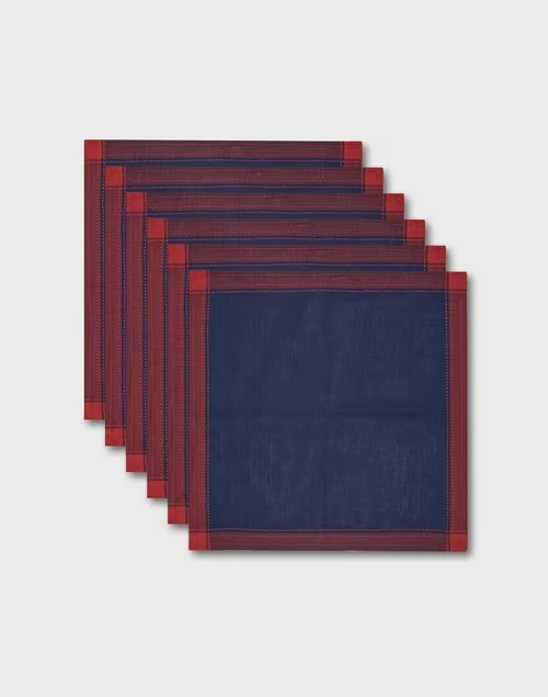 Red Indigo Tanka Cotton Woven Napkin Set Of 6