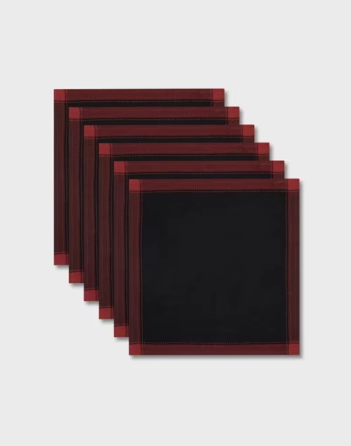 Black Red Tanka Woven Cotton Napkin