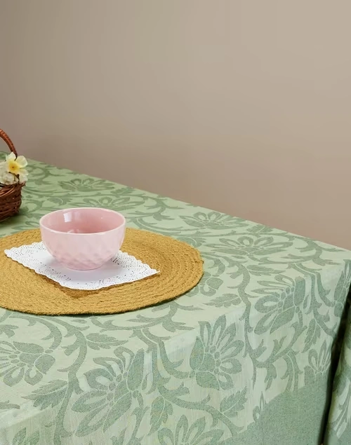 Green Inaya Cotton Woven Table Cover 3 Green Inaya Cotton Woven Table Cover
