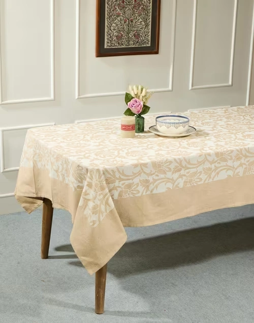 Natural Inaya Cutwork Cotton Table Cover