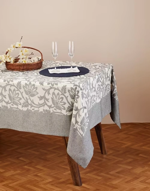 Natural Black Inaya Cotton Woven Table Cover