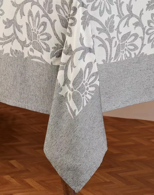 Natural Black Inaya Cotton Woven Table Cover 4 Natural Black Inaya Cotton Woven Table Cover