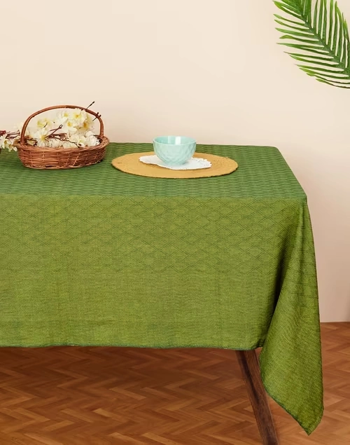 Green Suhana Cotton Woven Table Cover