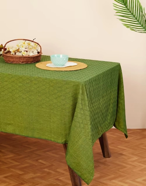 Green Suhana Cotton Woven Table Cover