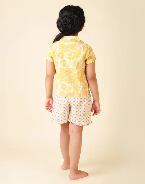 Hand Block Printed Cotton Short Sleeves Sleepwear