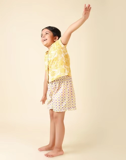 Hand Block Printed Cotton Short Sleeves Sleepwear 3 Hand Block Printed Cotton Short Sleeves Sleepwear