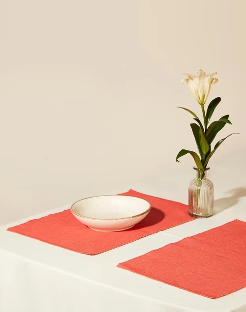 Coral Prithi Cotton Mat Set Of 6