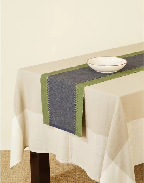 Green Indigo Zeeya Woven Cotton Runner