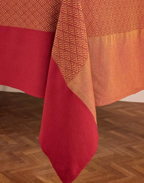 Red Orange Kiara Woven Cotton Table Cover 3 Red Orange Kiara Woven Cotton Table Cover