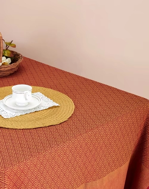 Red Orange Kiara Woven Cotton Table Cover 4 Red Orange Kiara Woven Cotton Table Cover