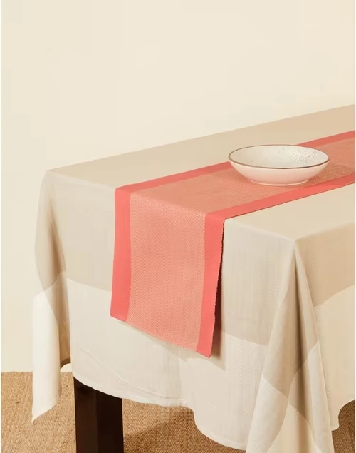 Coral Kislay Woven Cotton Runner
