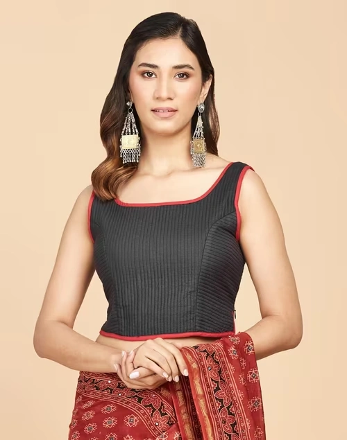 Black Viscose Silk Woven Blouse