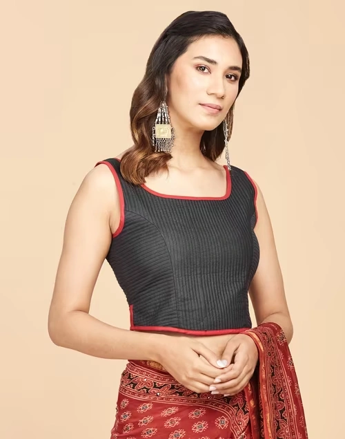 Black Viscose Silk Woven Blouse