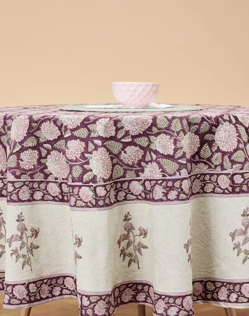 Maroon Cotton Ayira Sukriti Round Table Cover 6 Seater 3 Maroon Cotton Ayira Sukriti Round Table Cover 6 Seater