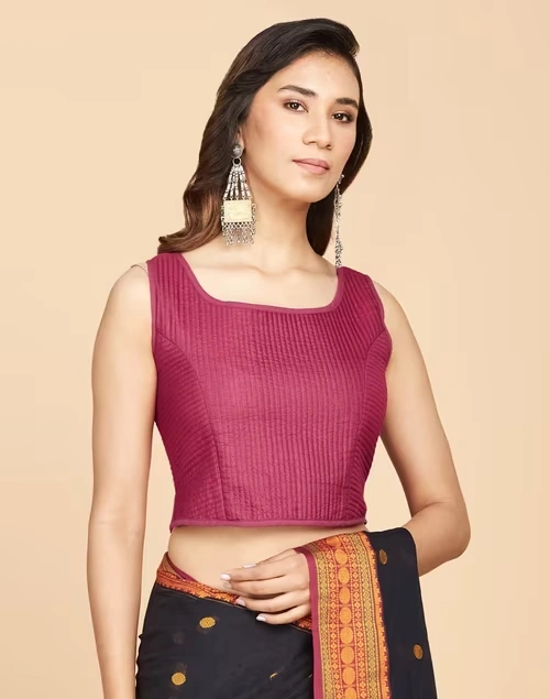 Pink Viscose Silk Woven Blouse