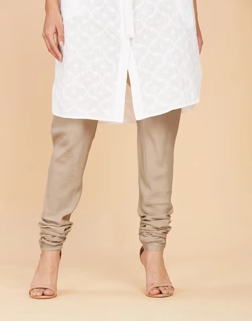 Beige Viscose Elasticated Churidar