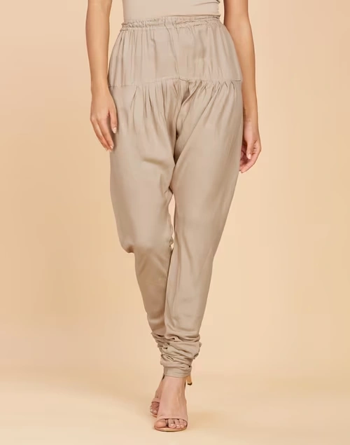 Beige Viscose Elasticated Churidar